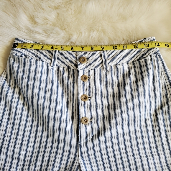 Madewell Emmett Wide Leg Crop Pants in Stripe Button Front Edition Size 29 - Picture 12 of 15